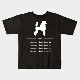 Poodle Stats - Friendliness, Floofyness, Foodiness, Borkiness Kids T-Shirt